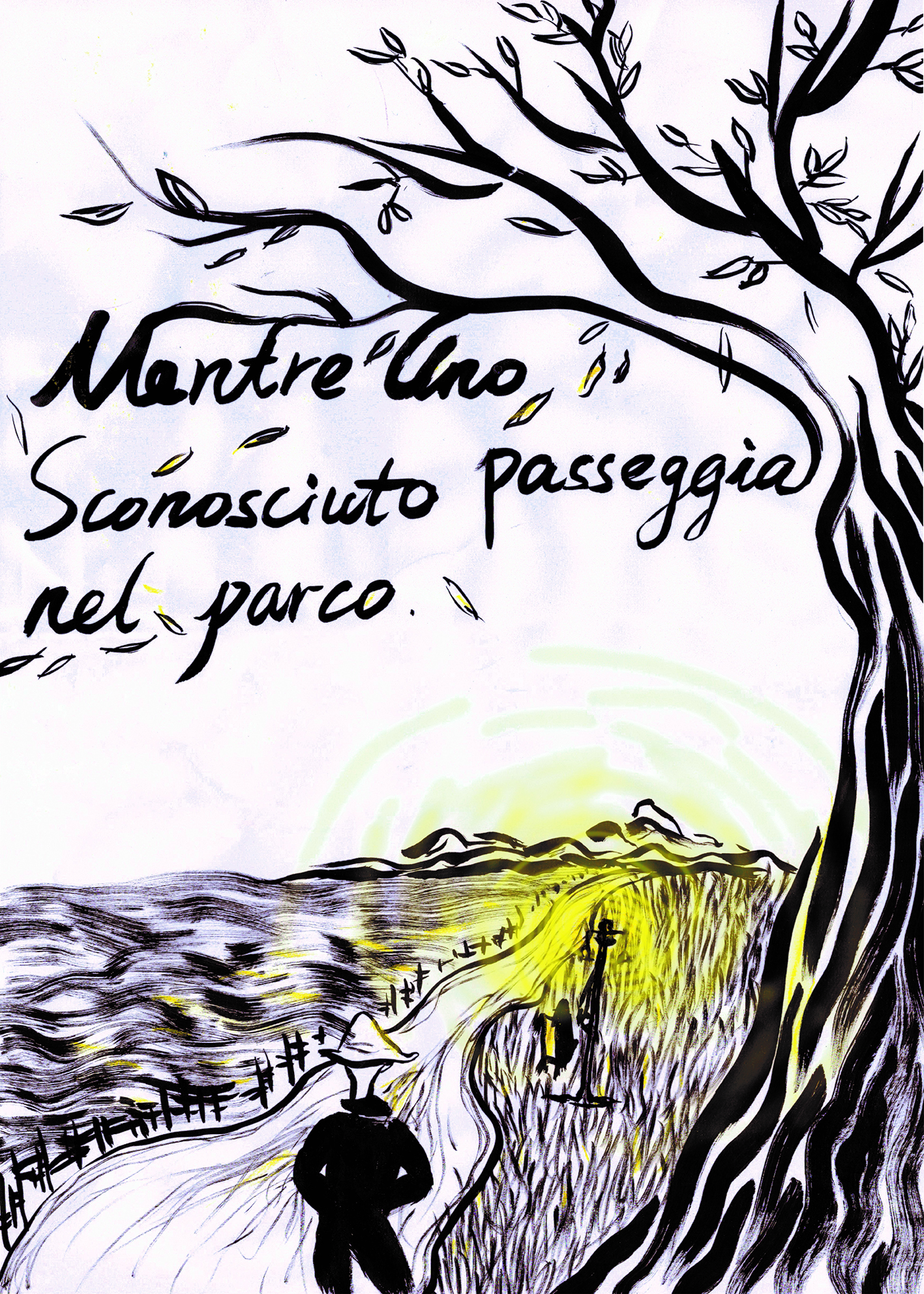 ... mentre uno sconosciuto passeggia nel parco